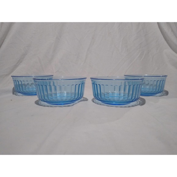 Set of 4 Ice blue forte crisa ribbed soup or salad bowls - Picture 4 of 6